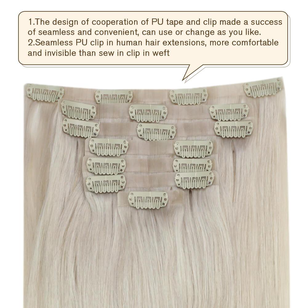 60A Long Hair 24inch 7Pieces 120g PU Clip Extensions Double Weft