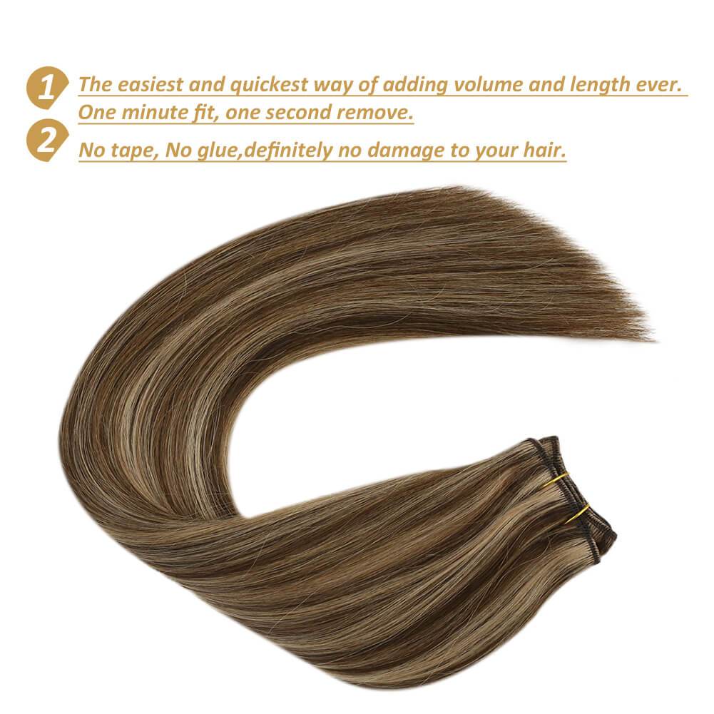 human hair sew in extensions brown