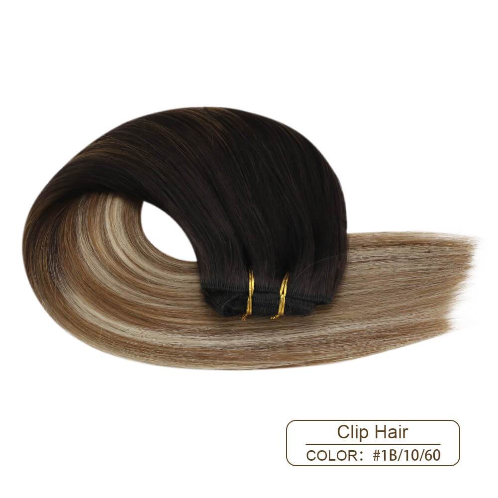 kinky straight clip in human hair