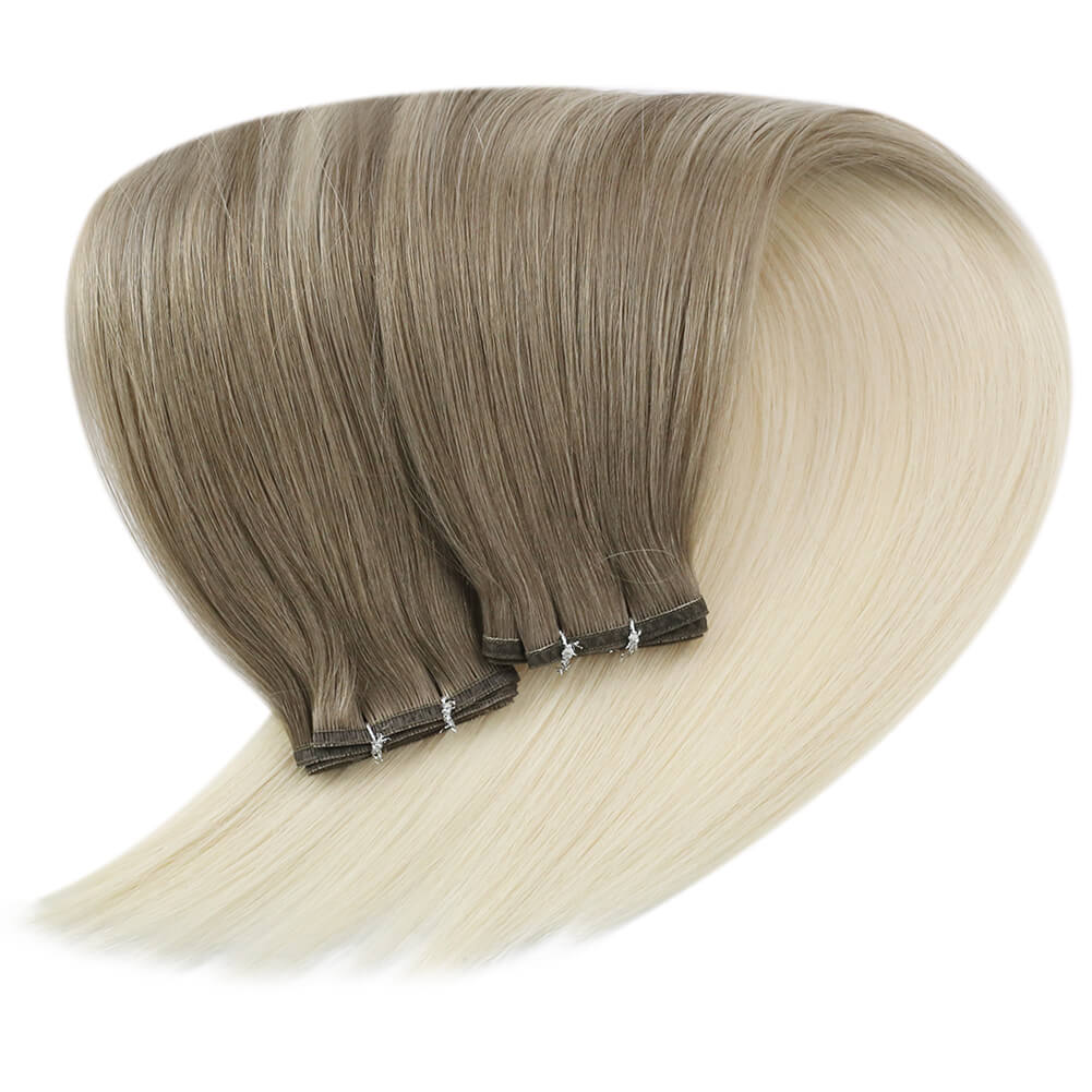 balayage flat silk weft hair extensions for women