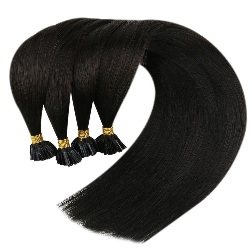 Pre Bonded Hair Extensions Black Virgin Hair
