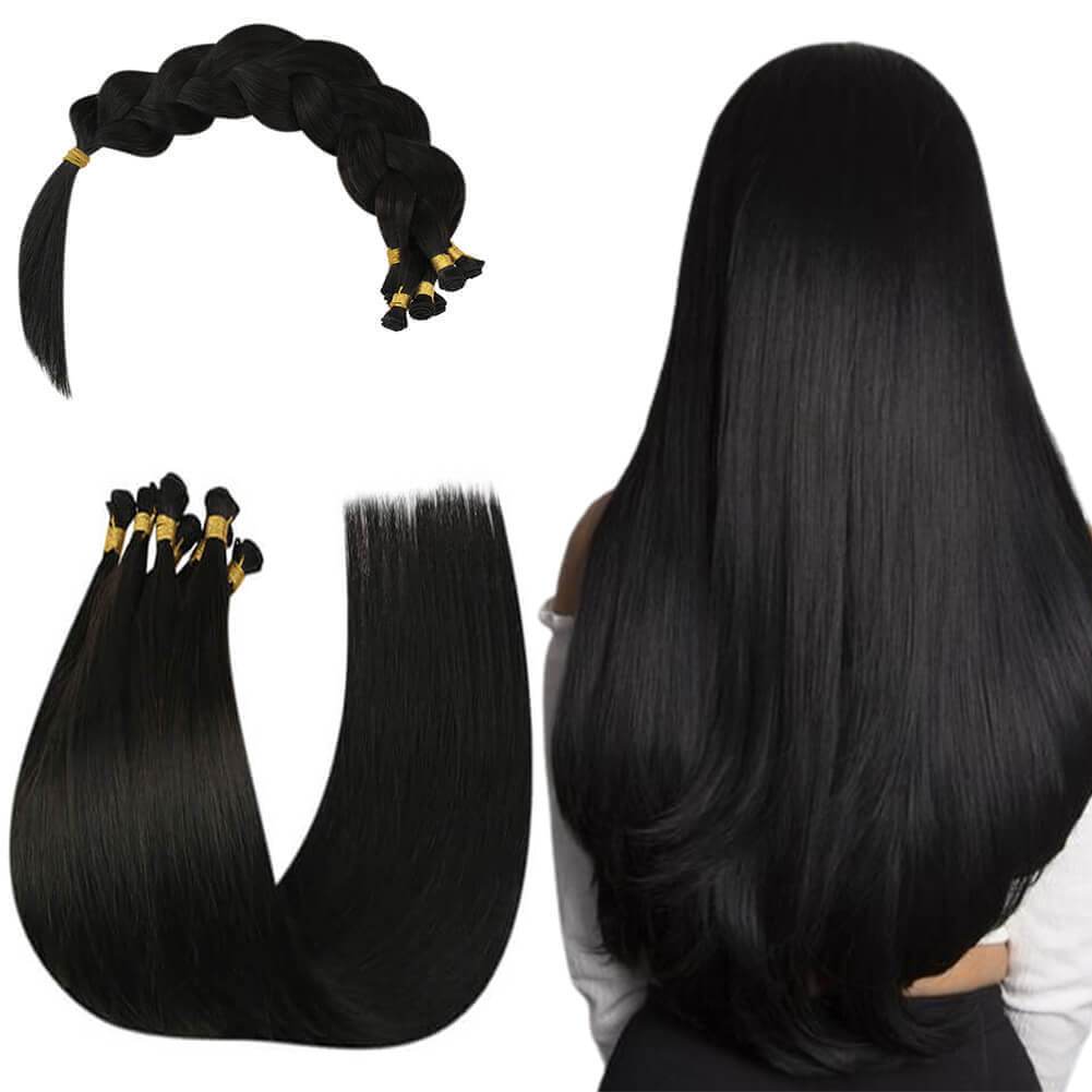 Hand-tied hair weft virgin hair black