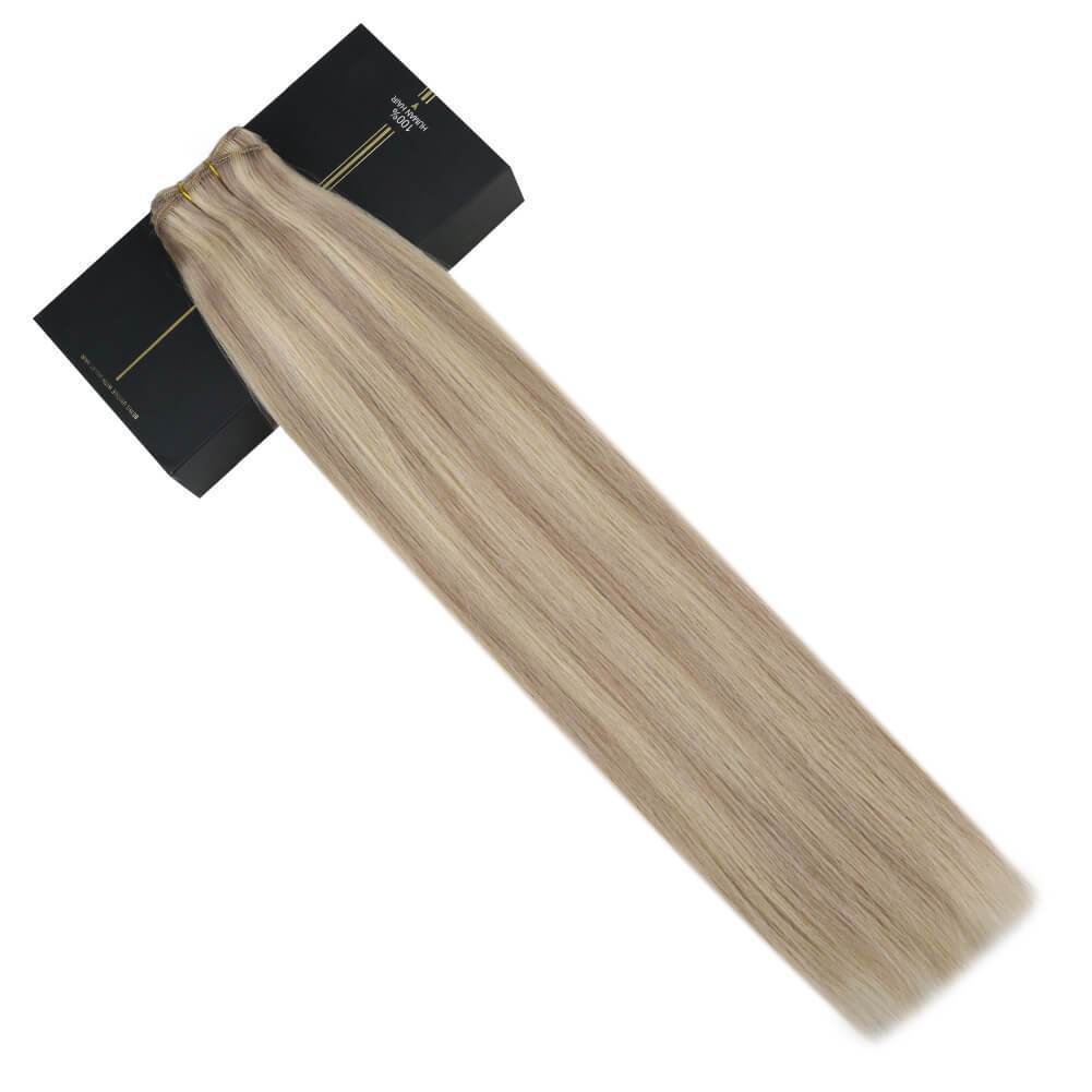 Weft Hair Extensions Sew in Two Blonde Colors 100% Human Hair 18/613