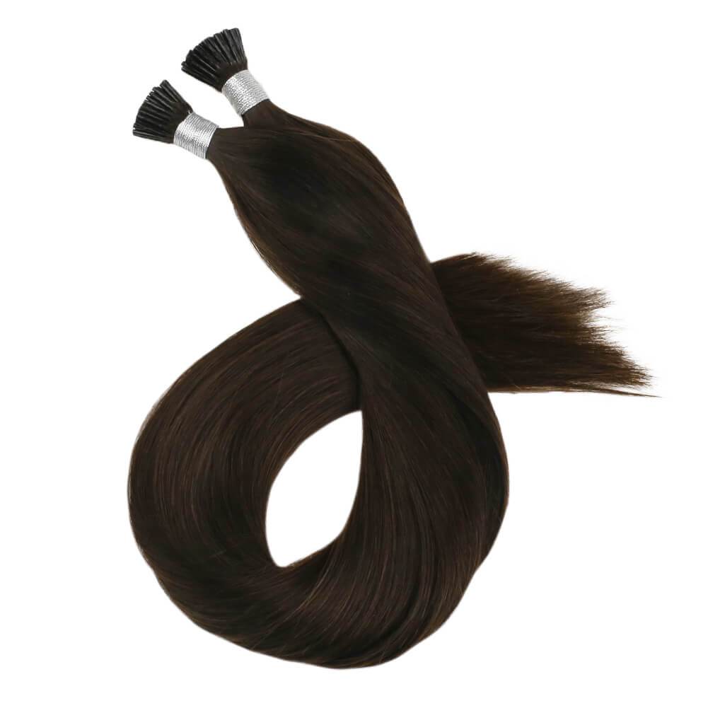Virgin Hair Pre Bonded Hair Extensions Darkest Brown I Tip Hair 2