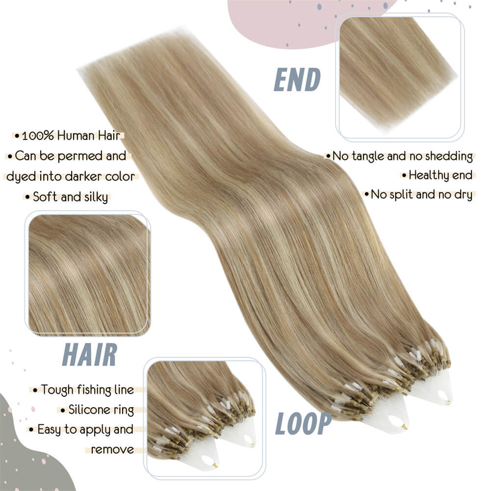 18 Inch Micro Ring Hair Extensions Real Human Hair