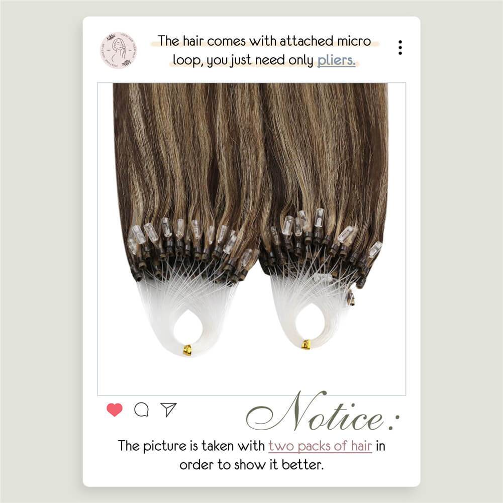 Hair Extensions Micro Links 50Gram Dark Brown Highlighted Golden Blonde