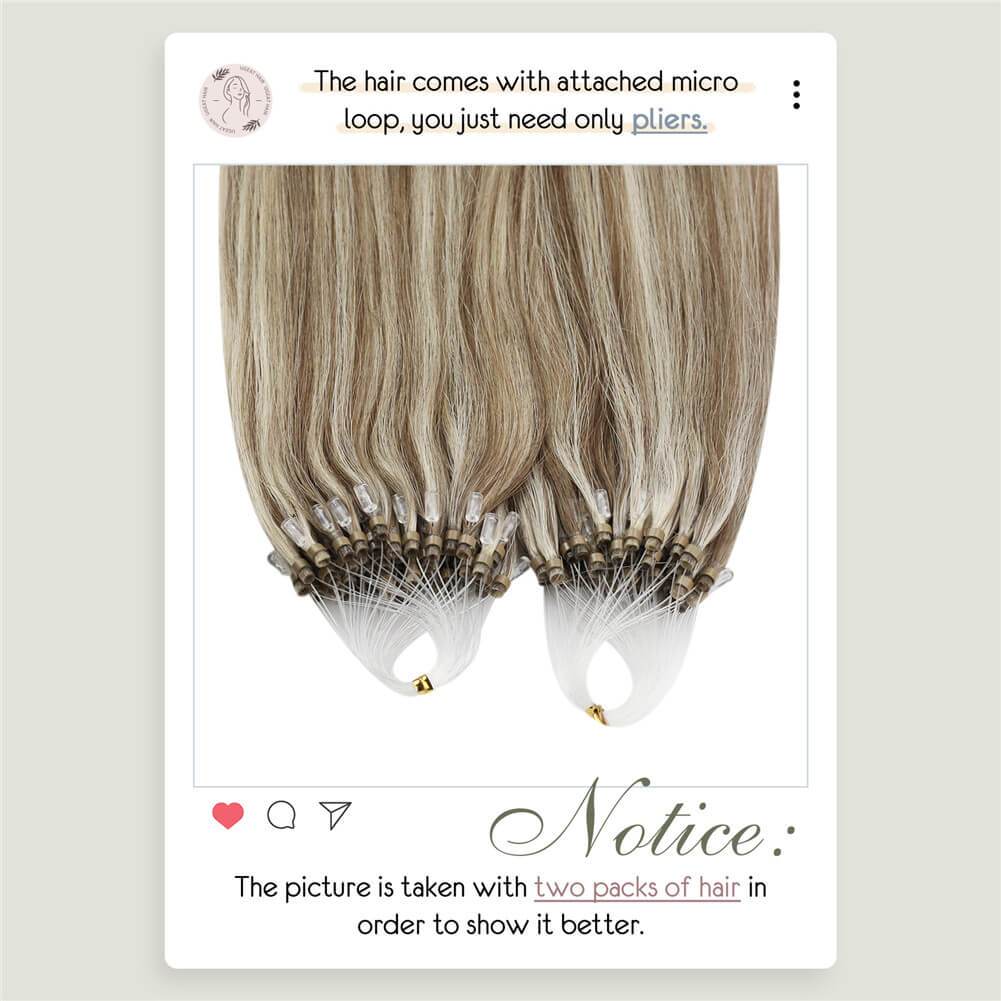 Remy Hair Extensions Micro Beads Brown with Bleach Blonde