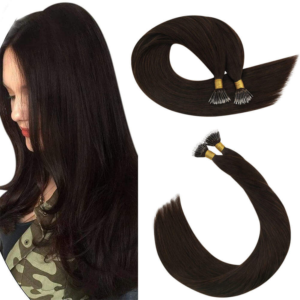 Nano Ring Extensions Human Hair 4 Dark Brown