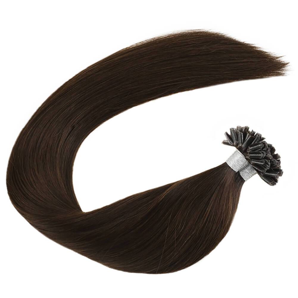 Darkest Brown 2 Utip Keratin Hair Extensions Human Hair