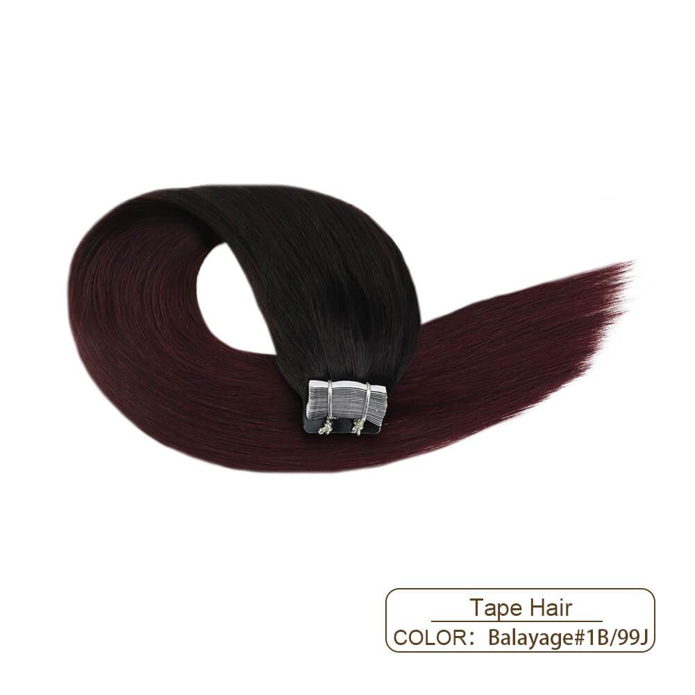 Hand Tied Double Tape Hair Extension Wavy Hair Tape in Hair Extensions