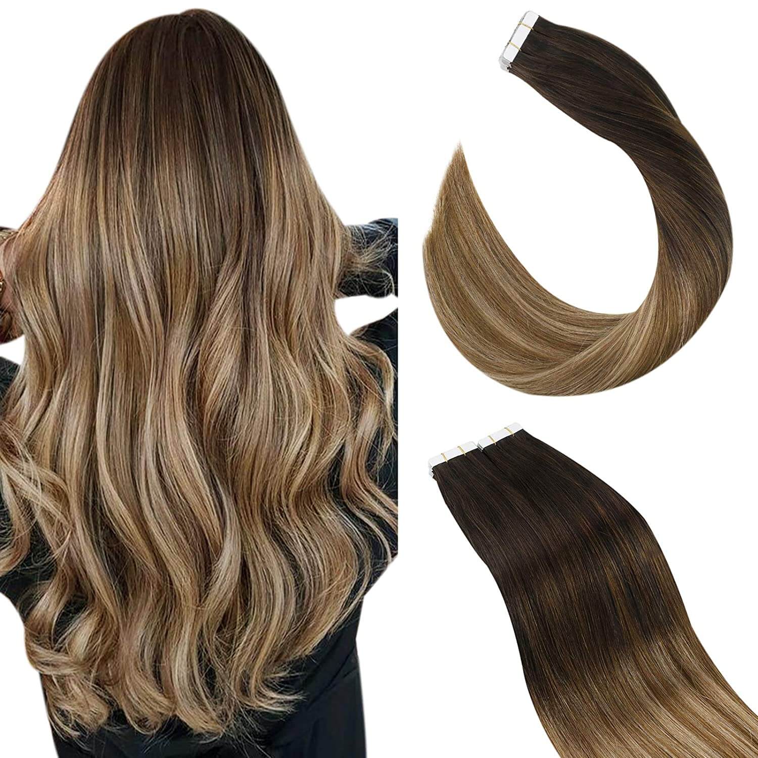 Hair Extensions Seamless Skin Weft Glue in Hair
