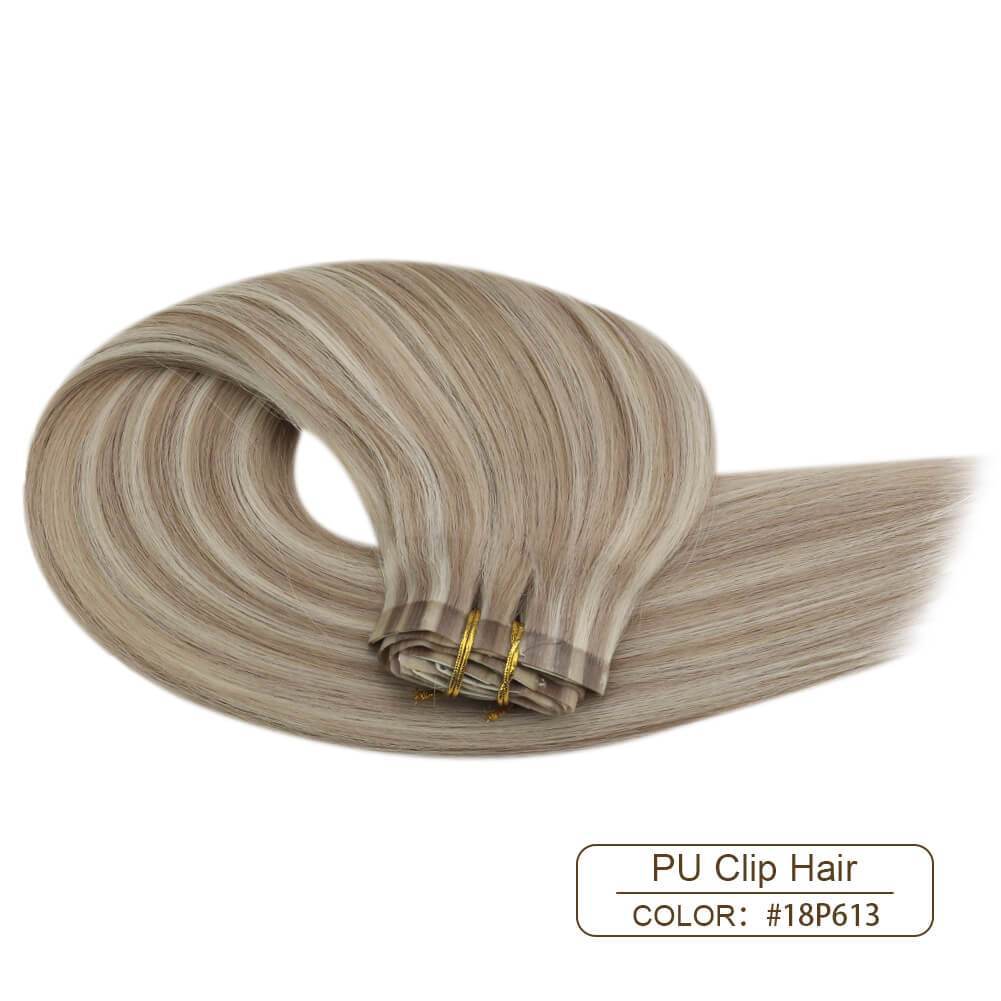 Real Hair Extensions Clip in Human Hair Blonde Remy Hair Extensions