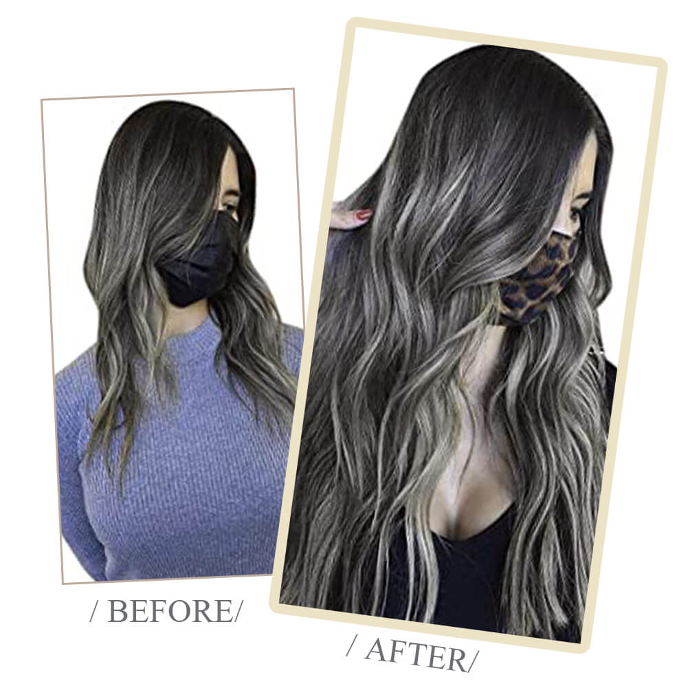tape human hair extensions balayage color