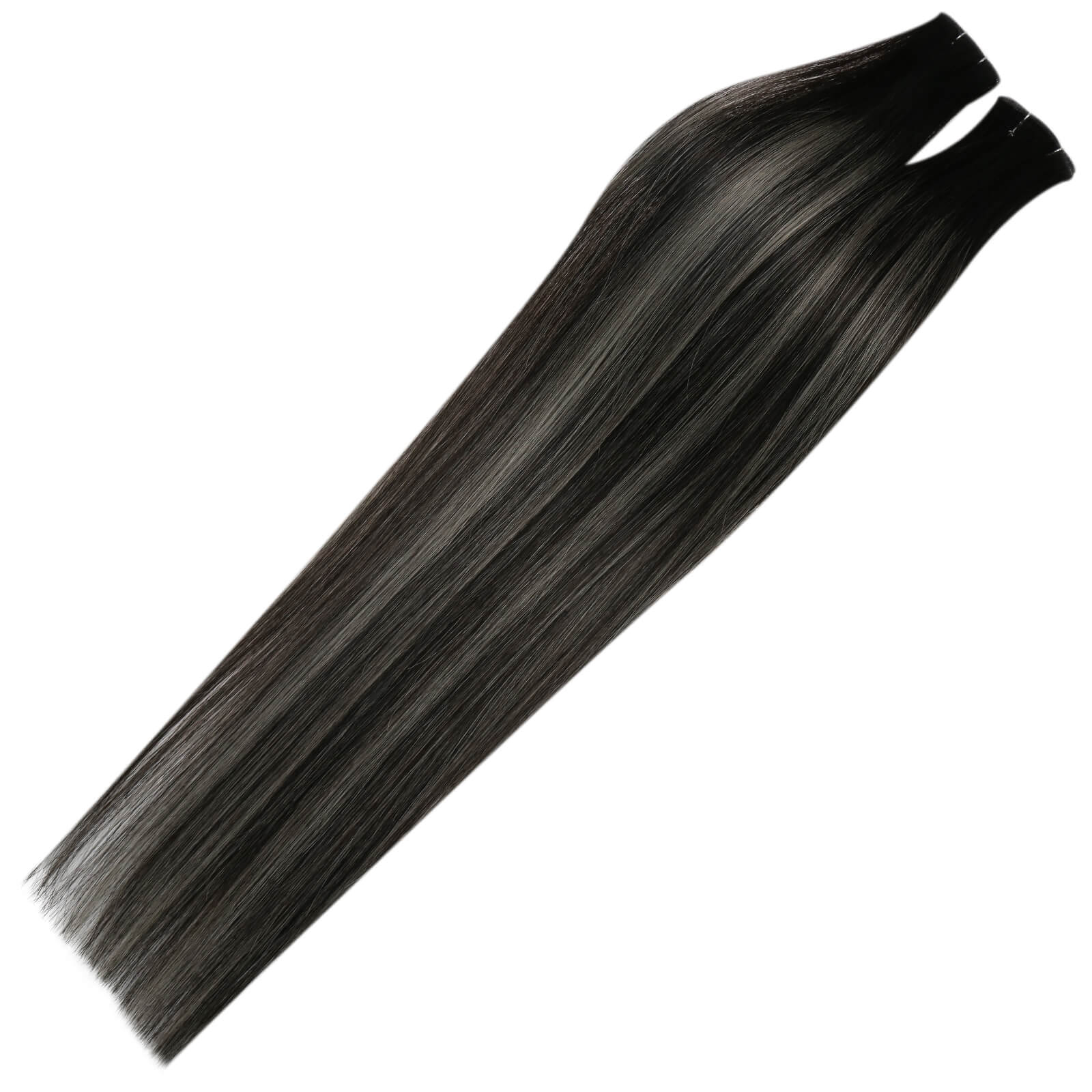 Invisible Genius Weft Extensions Balayage Black With Silver