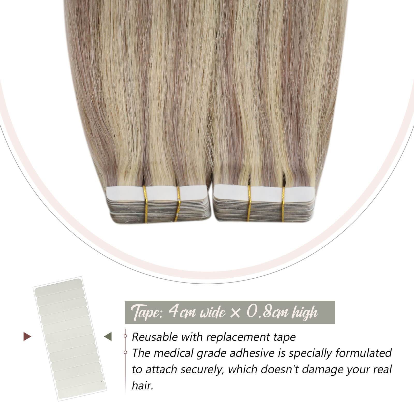Wavy Hair Extensions Blonde Tape in Hair Extensions Human Hair
