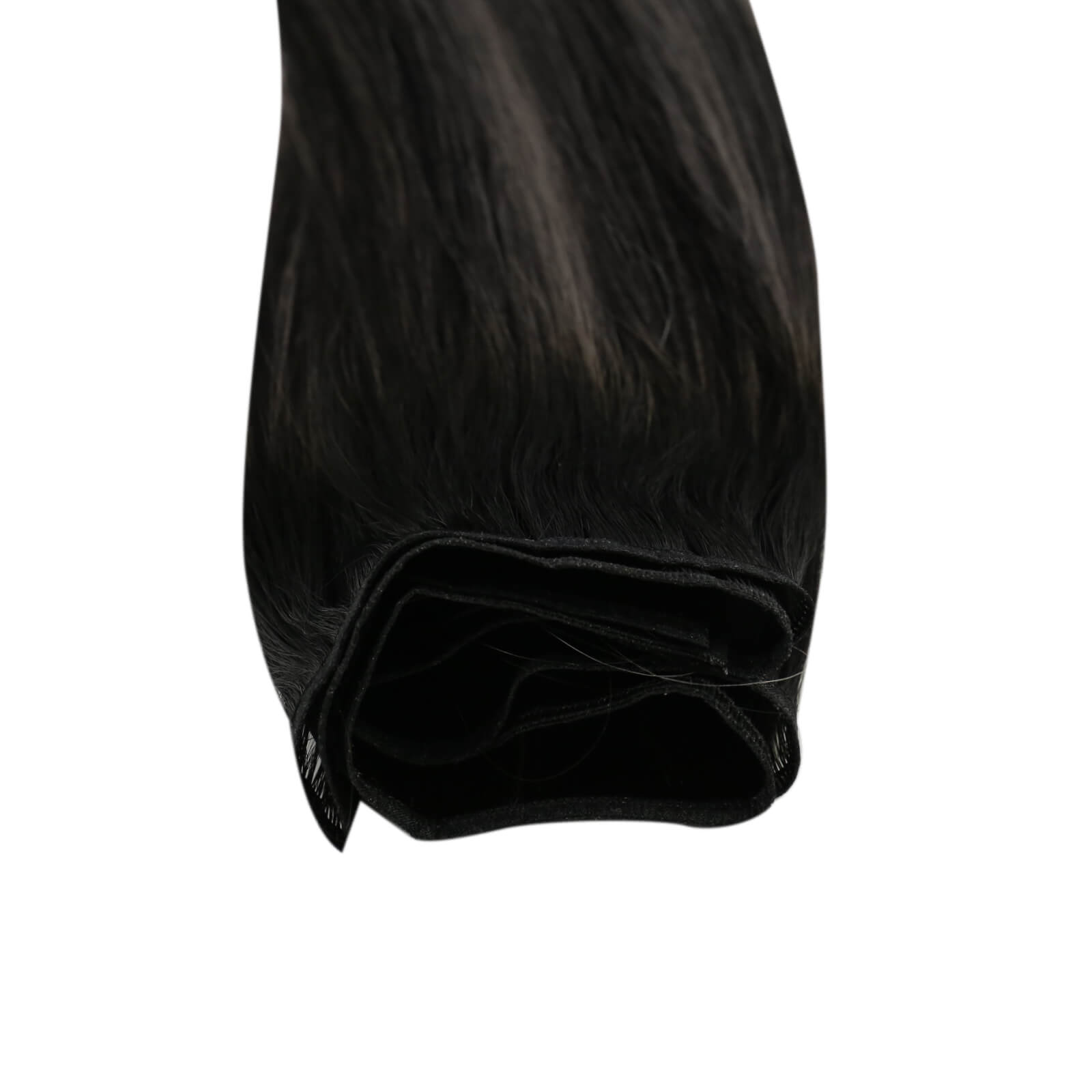 Black with silver flat silk weft hair extensions human hair