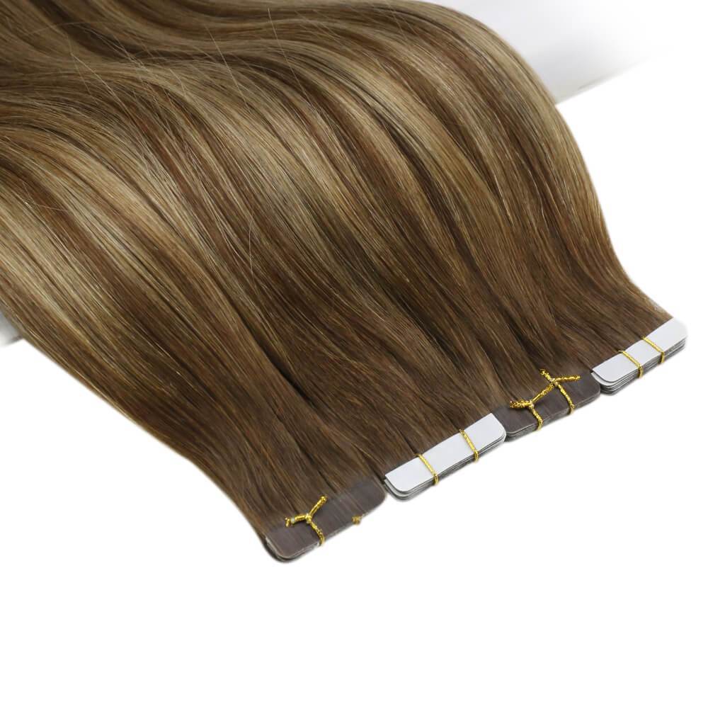 Hand Tied Double Tape Hair Extension Wavy Hair Tape in Hair Extensions