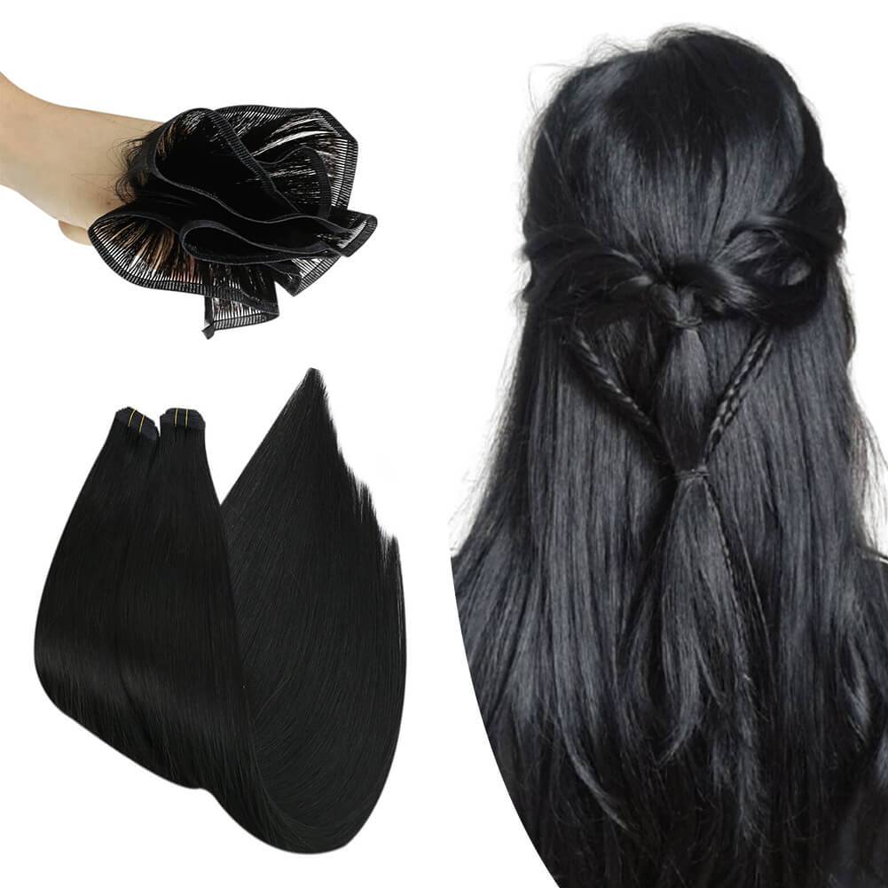 real virgin falt weft human hair extensions