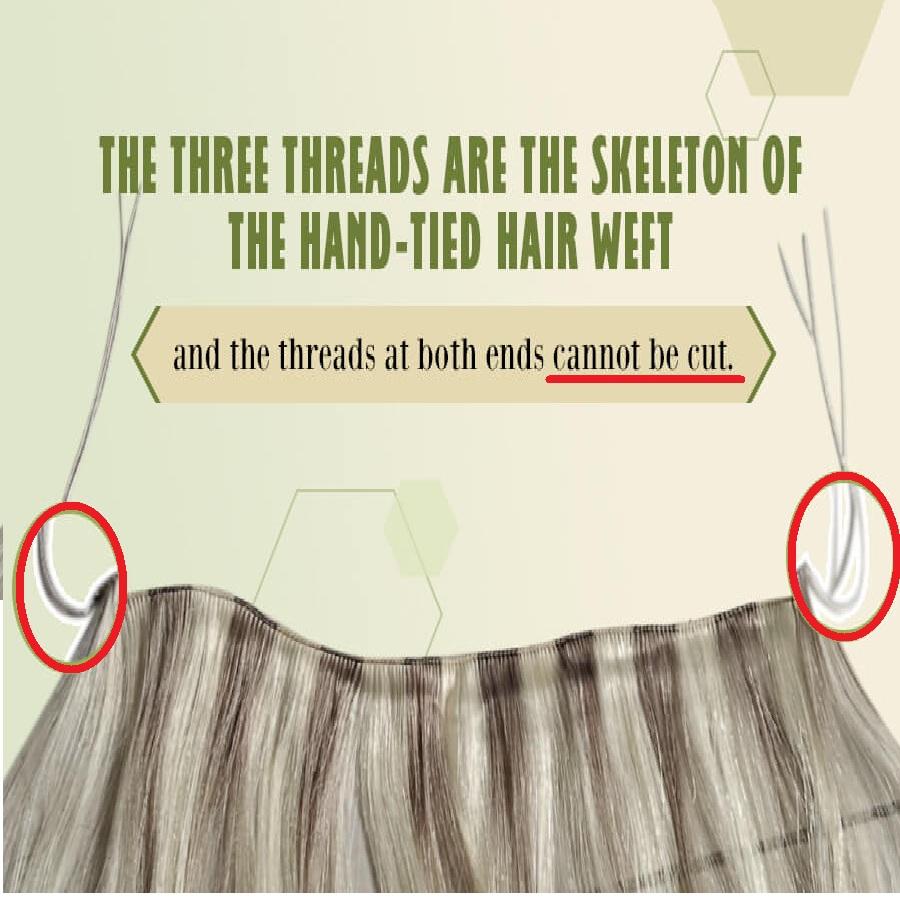 Invisible hair weft hand-tied hair extensions