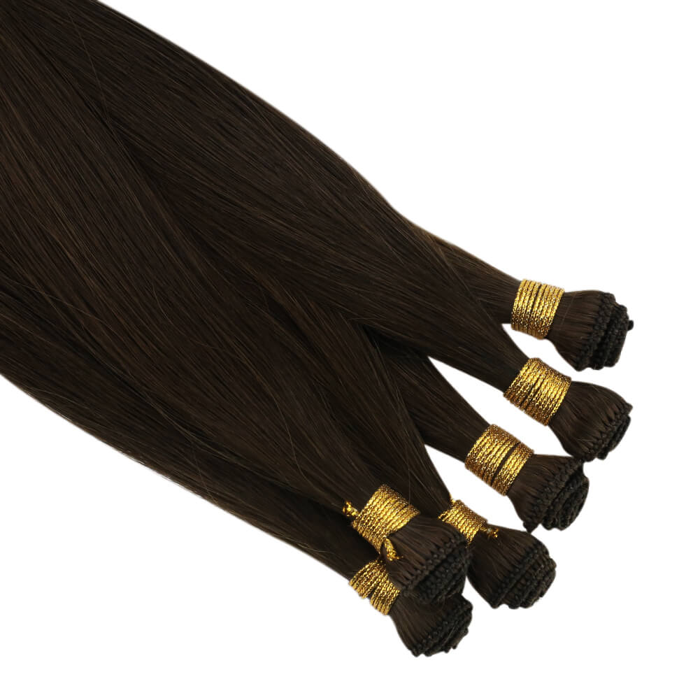 Invisible Hamd Made Human Hair Weft Color Brown
