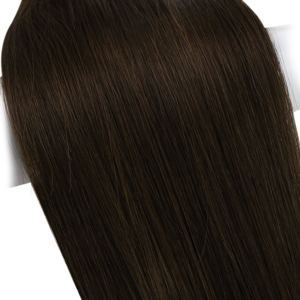 Invisible Hand-tied Human Hair Weft Darkest Brown