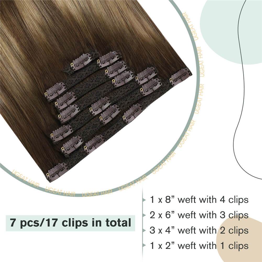 human hair clip in extensions balayage ombre