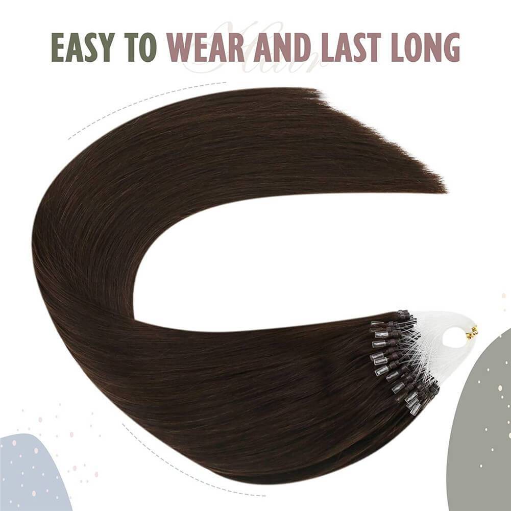 Micro Loop Bead Hair Extensions Pure Brown Color Remy Human Hair 4