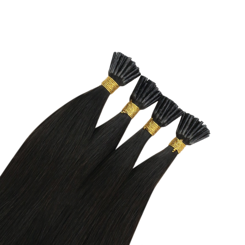 Hair 100% Human Hair I Tip Fusion Virgin Hair Extensions Off Black 1B