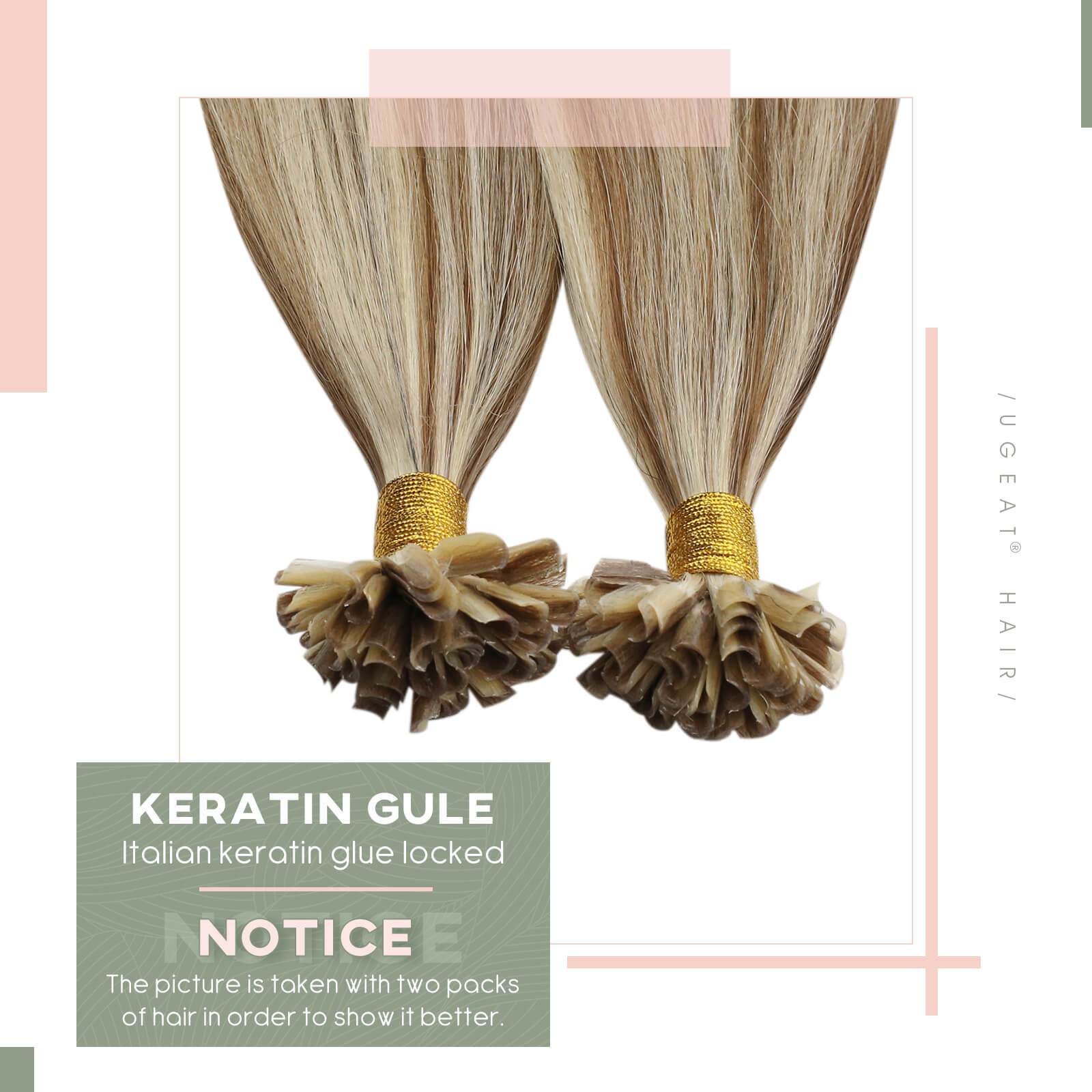 U Tip Hair Extensions Human Hair 22inch Piano Color Golden Brown with Bleach Blonde