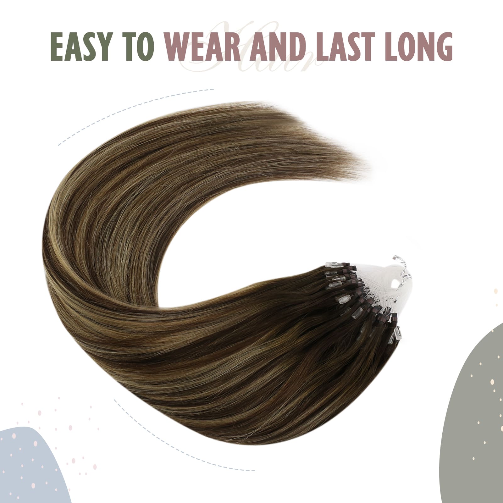 Micro Loop Balayage Color Dark Brown with Ash Blonde