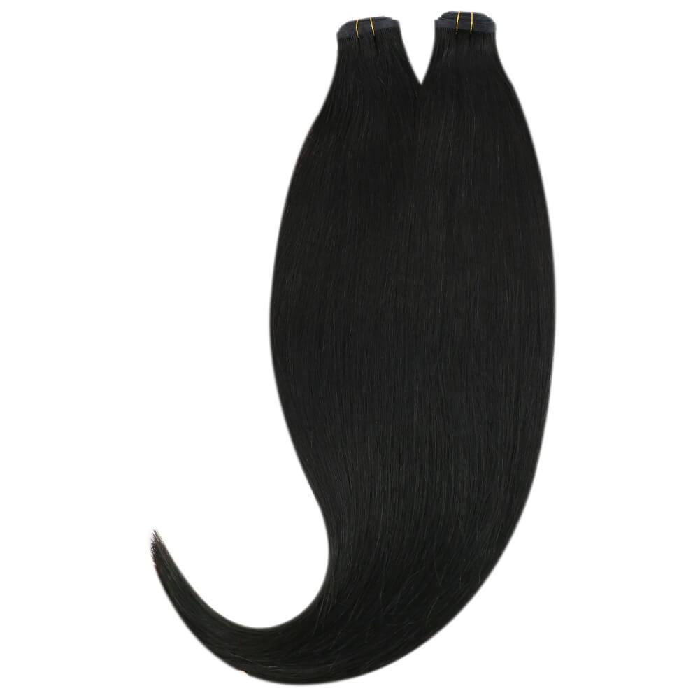 black flat weft virgin hair