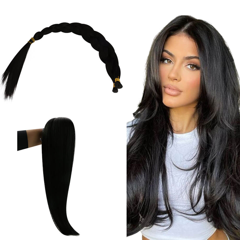Genius Weft Hair Extensions 100% Human Hair Off Black