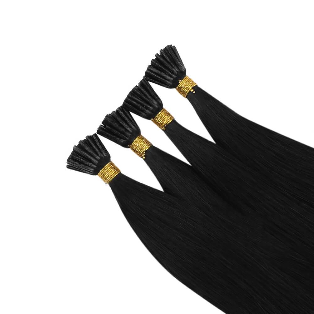 i tip black hair extensions