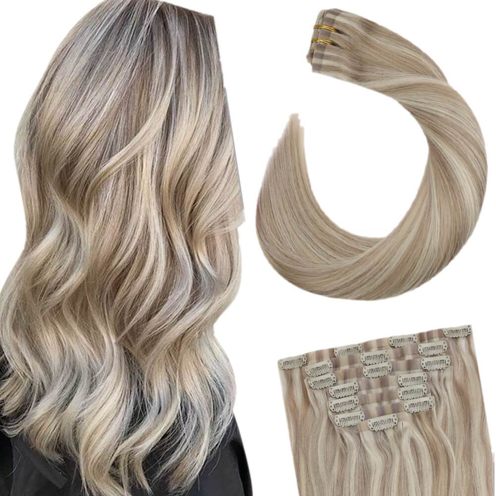 Blonde Hair Extensions Clip in Hair Full Head Clip Ins