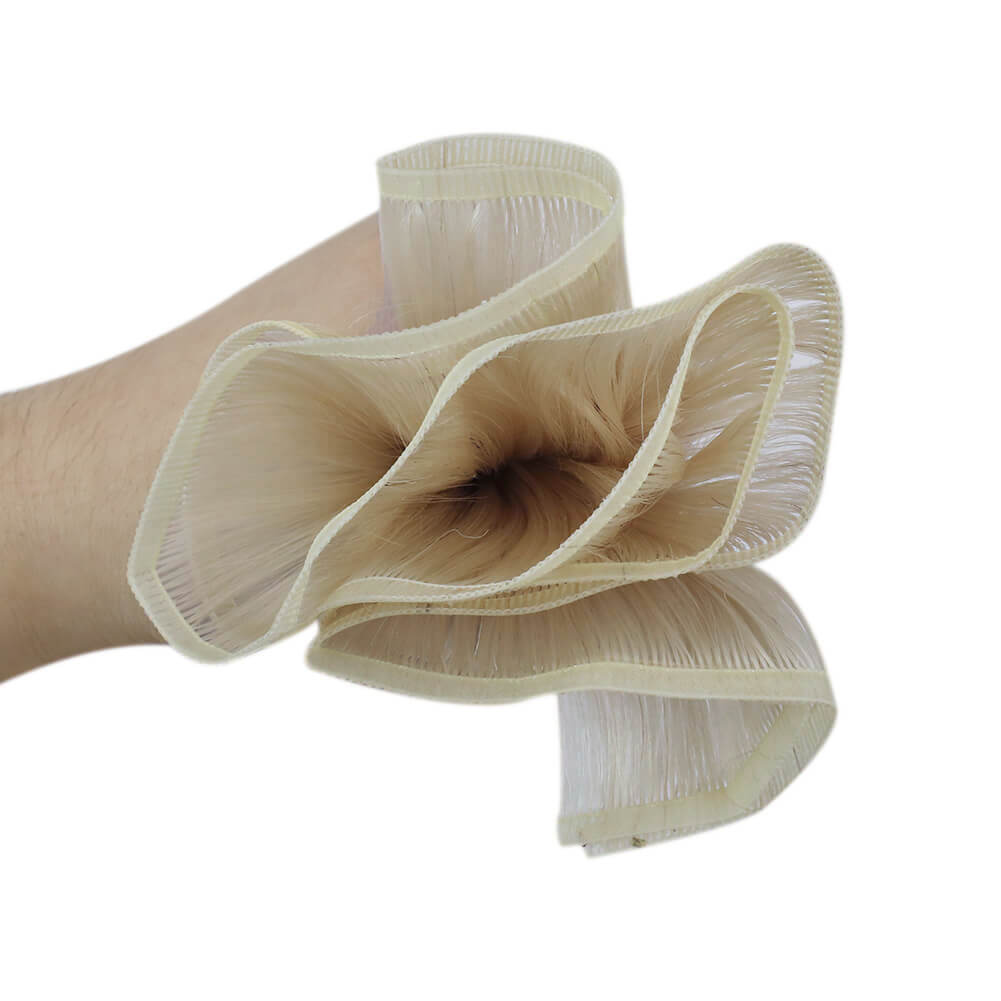 Invisible flat silk weft hair extensions