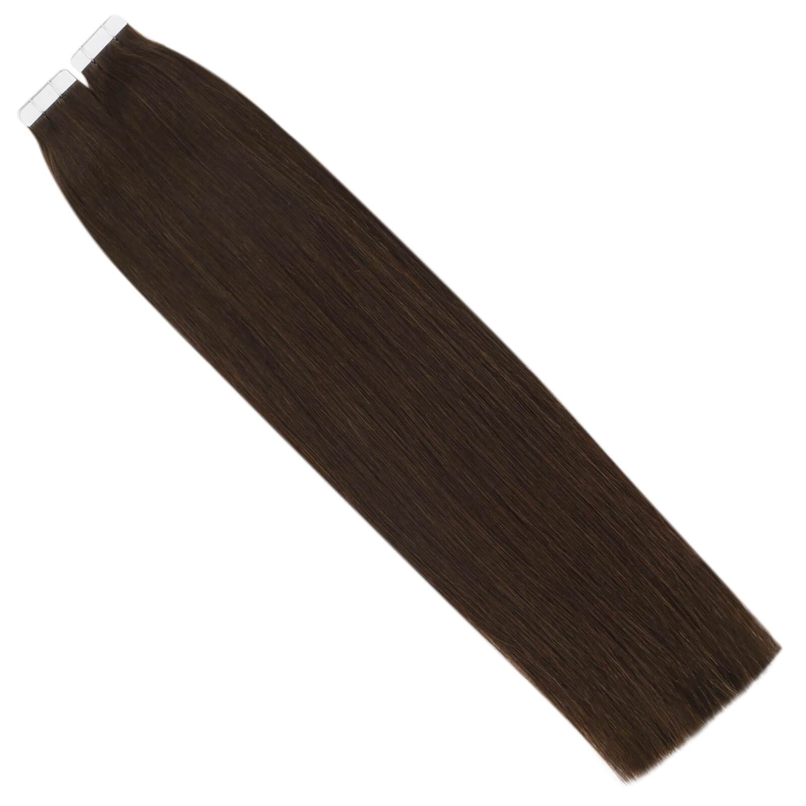 Brown Straight Remy Human Hair Glue in Hair Extensions