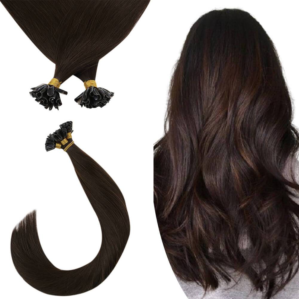 Virgin U tip Hair Extensions Dark Brown Color Remy Human Hair 2