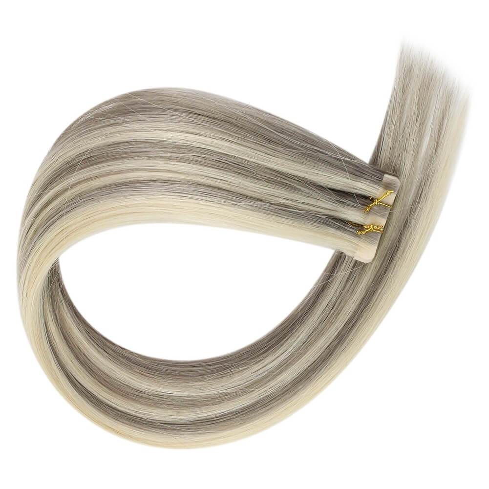 Virgin+ Seamless Injection Tape in Hair Extensions Silver with Blonde P19a/60