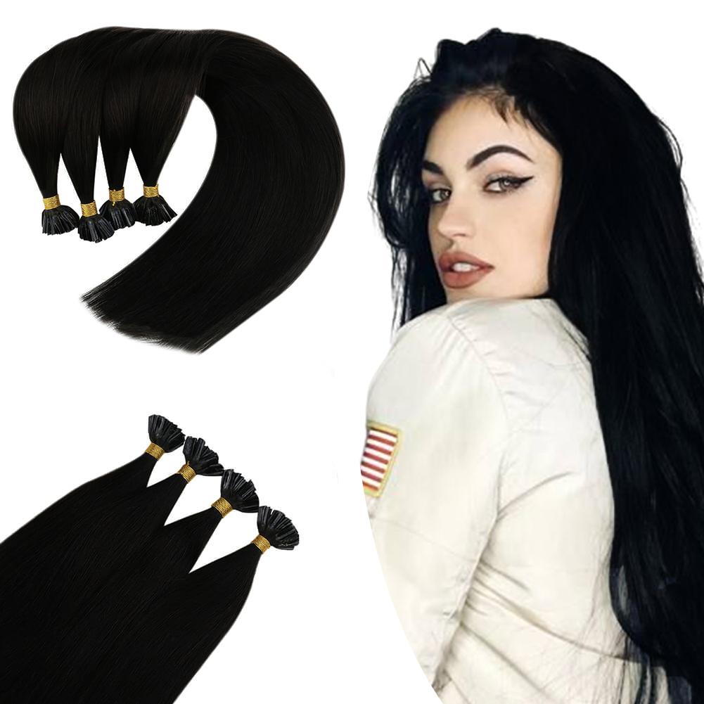 U tip Pre Bonded Hair Extensions Black Virgin Hair 1