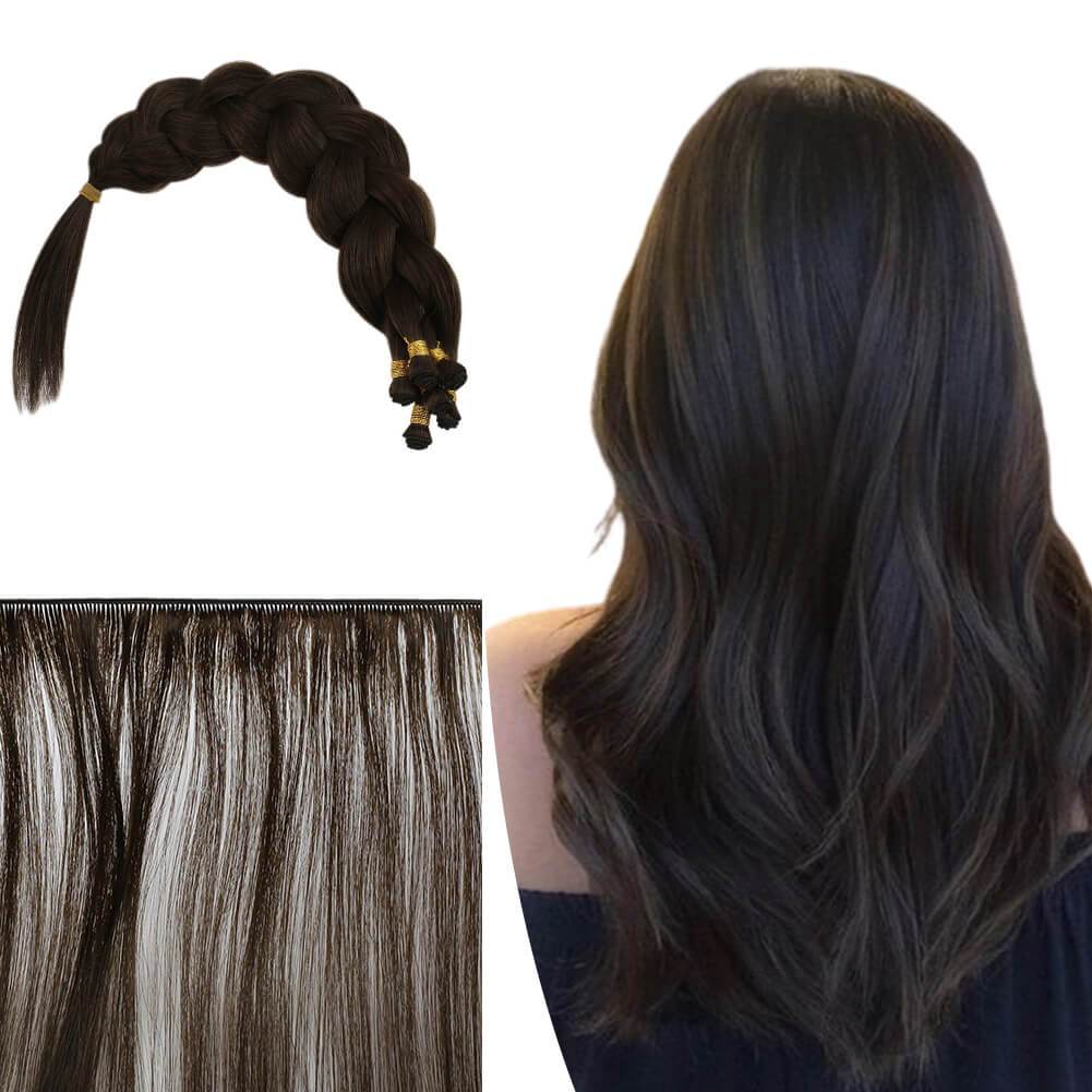 Full Cuticle Virgin Hand-tied Real Human Hair Weft Darkest Brown 2