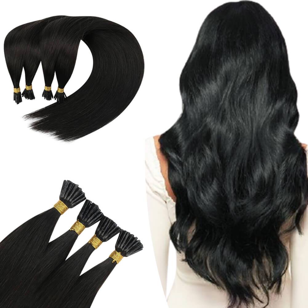 Jet Black I Tip Hair Extensions Best Virgin Hair Keratin 1