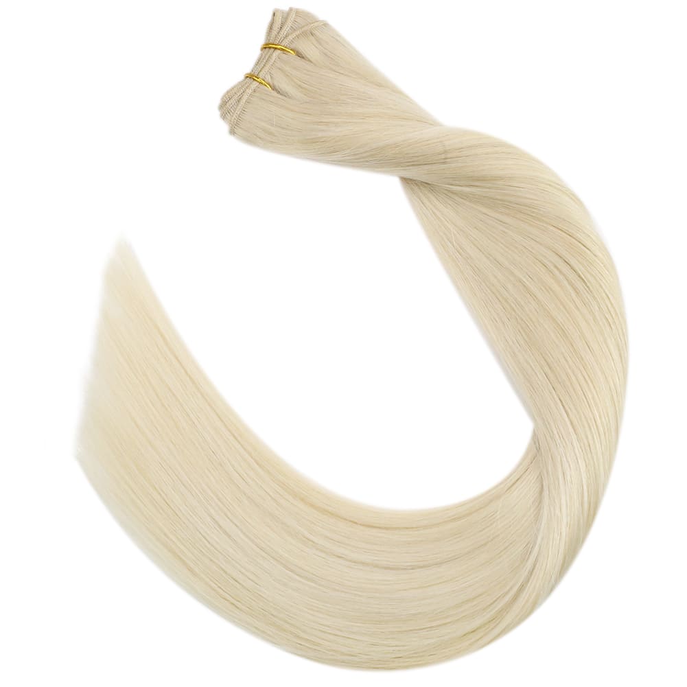 Hair Weave Style Sew in Platinum Blonde Color Remy Human Hair 60