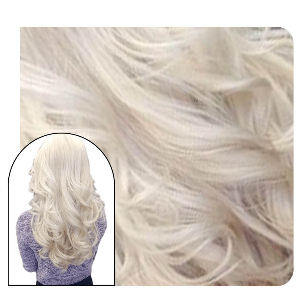 Wavy Injection Tape in Hair Extensions White Blonde