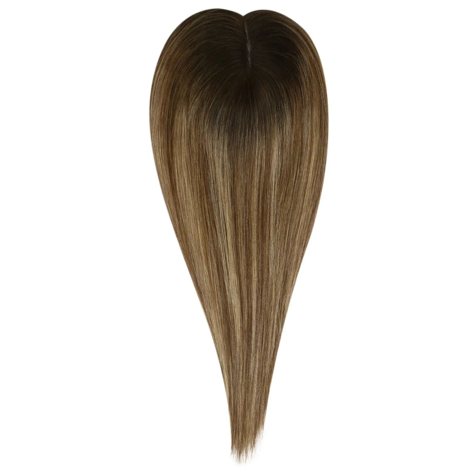 100% human hair topper dark brown with highlight for women