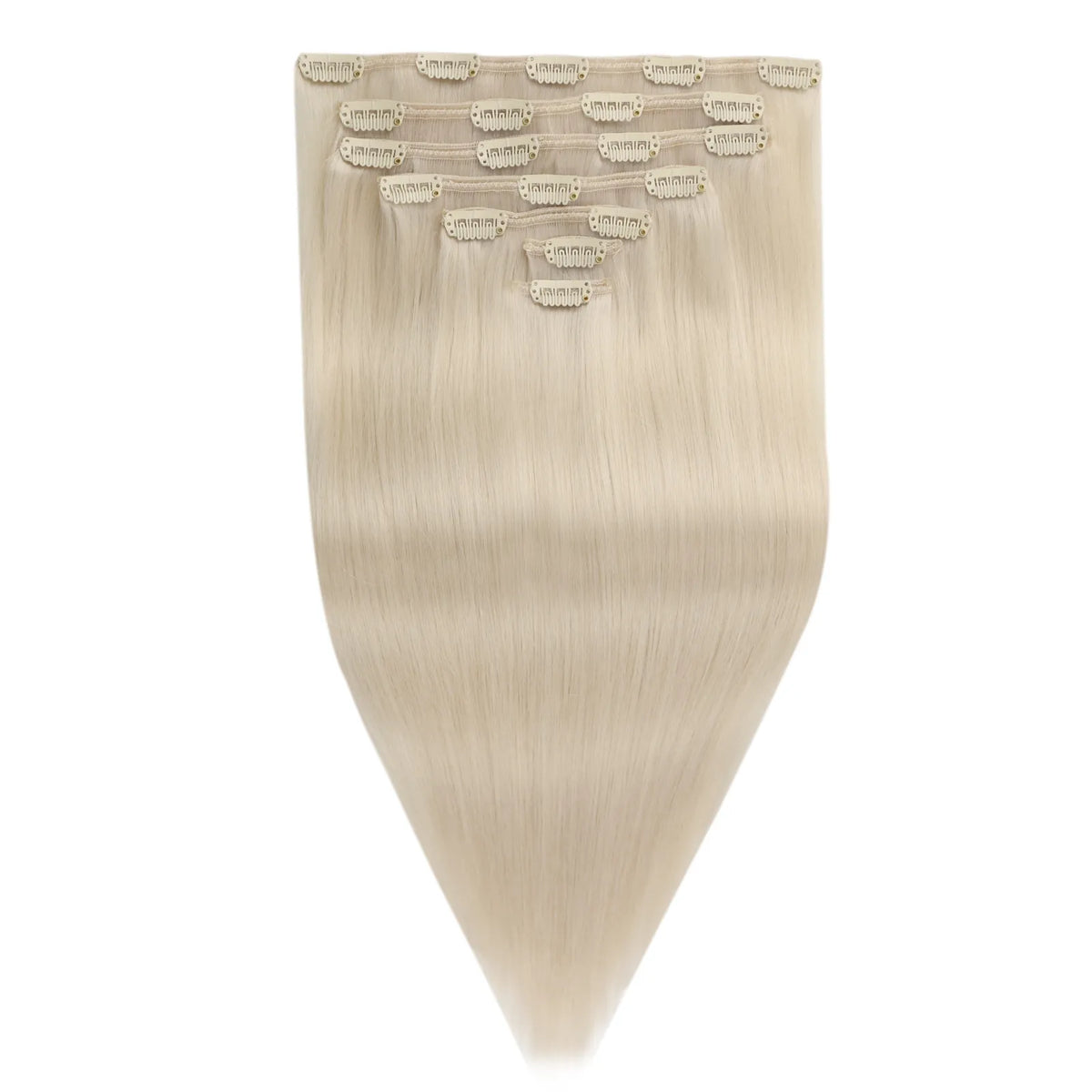 150G Thickened Clip in Extensions Human Hair Platinum Blonde #60