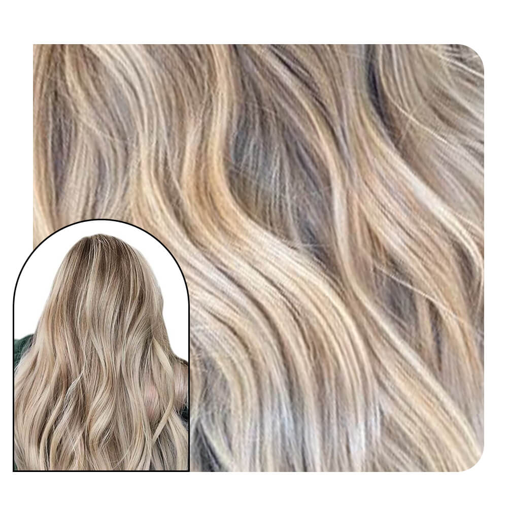 [Pre-sale] Body Wave Tape on Hair Extensions Ash Blonde with Bleach Blonde #18/613