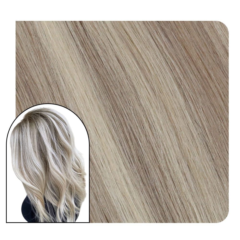 Weft Hair Extensions Sew in Grey with Blonde Look #19A/60