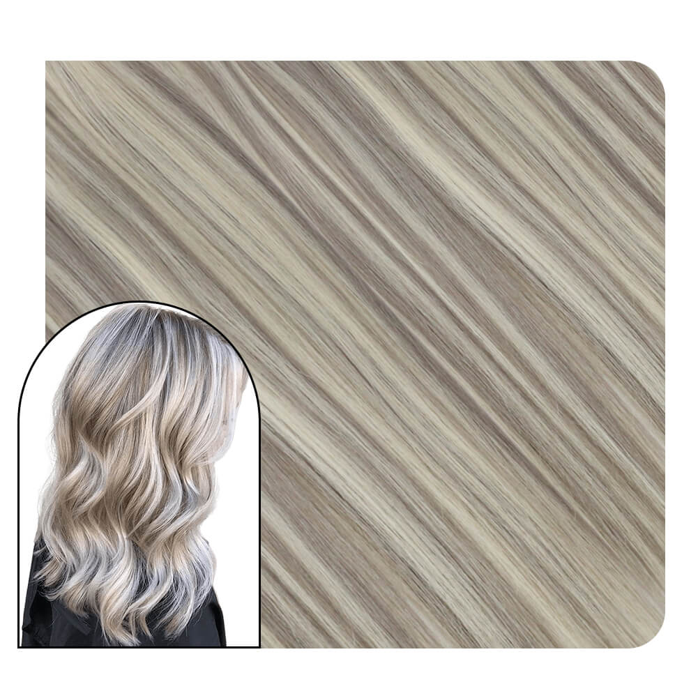 Seamless Injection Tape in Hair Extensions Silver with Blonde