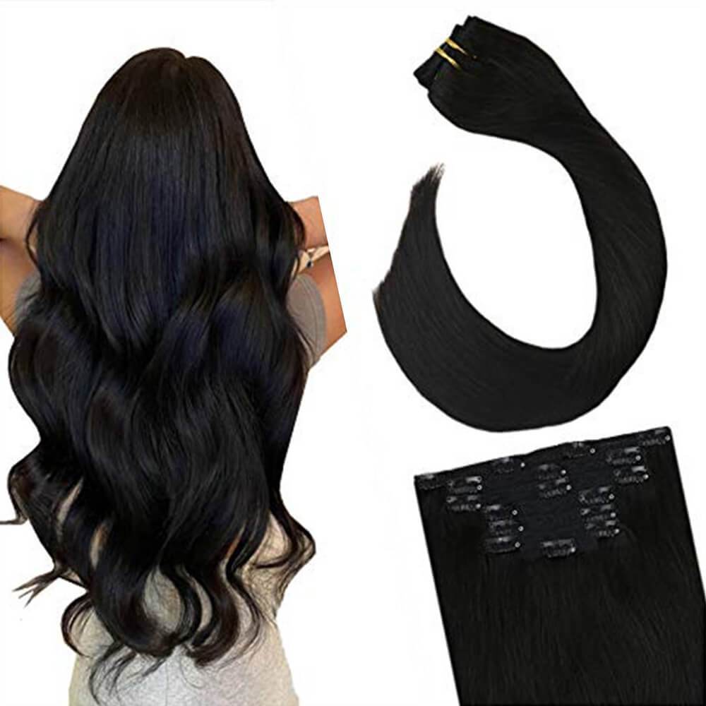 120g 7PCS Double Weft Clip in Hair Extensions