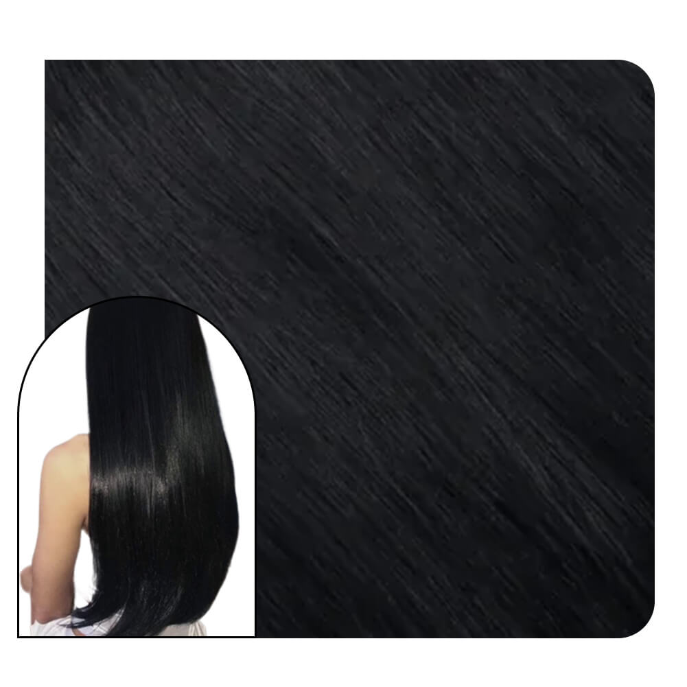 [PU Clip] PU Clip in Human Hair Extensions Clip on Hair Natural Extension #1